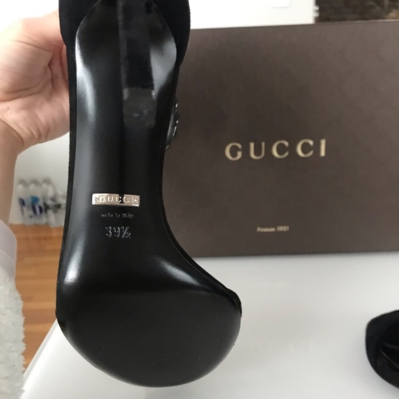 Gucci Rhinestone Black Sandal Heels - Picture 5 of 8